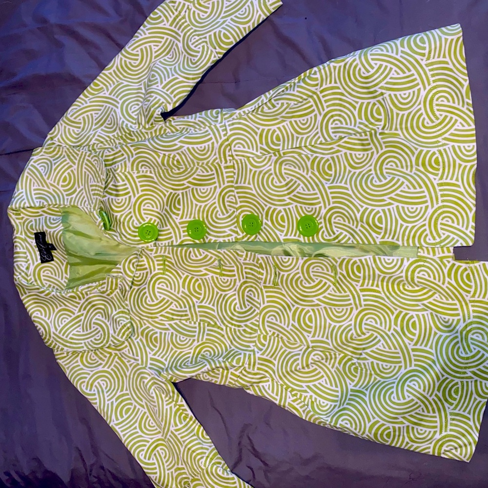 Green and white Womens jacket/blazer.